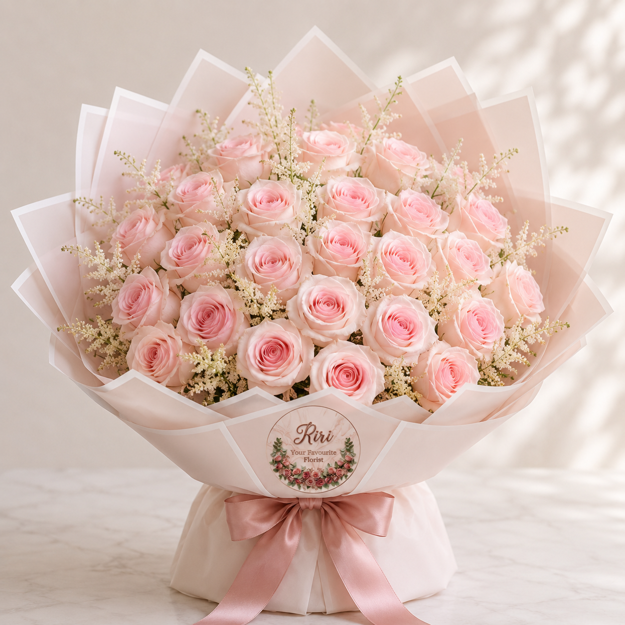 Rose Blush luxury blush pink rose bouquet – Petals by Riri Dubai