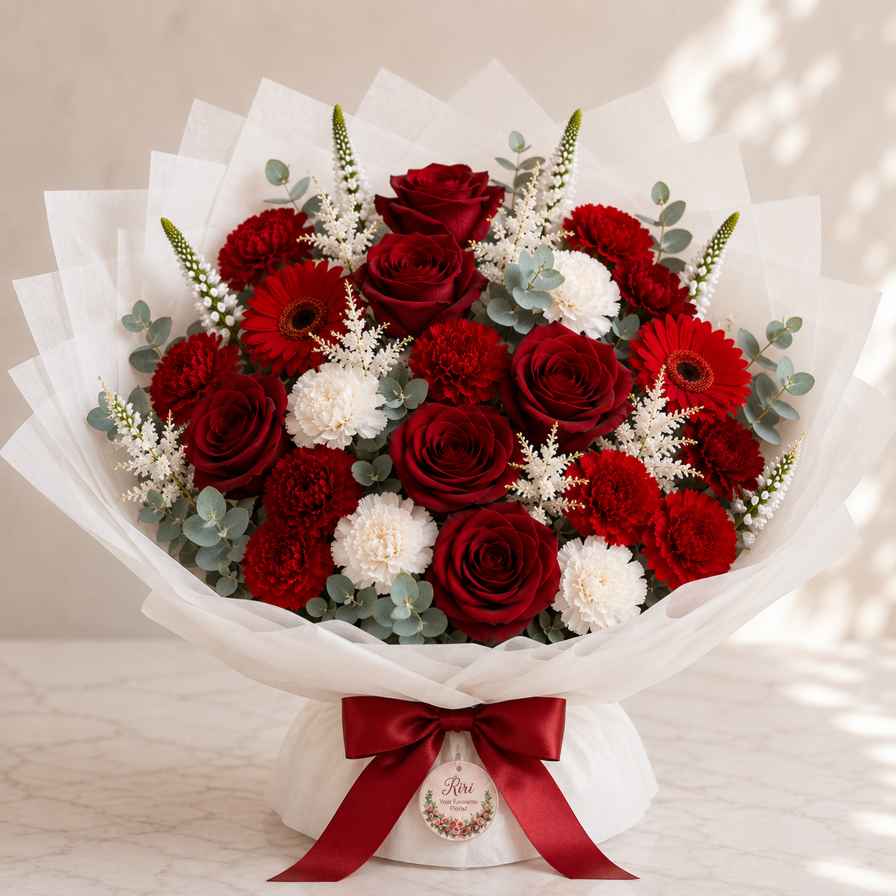 Ruby Elegance luxury red rose bouquet – Petals by Riri Dubai