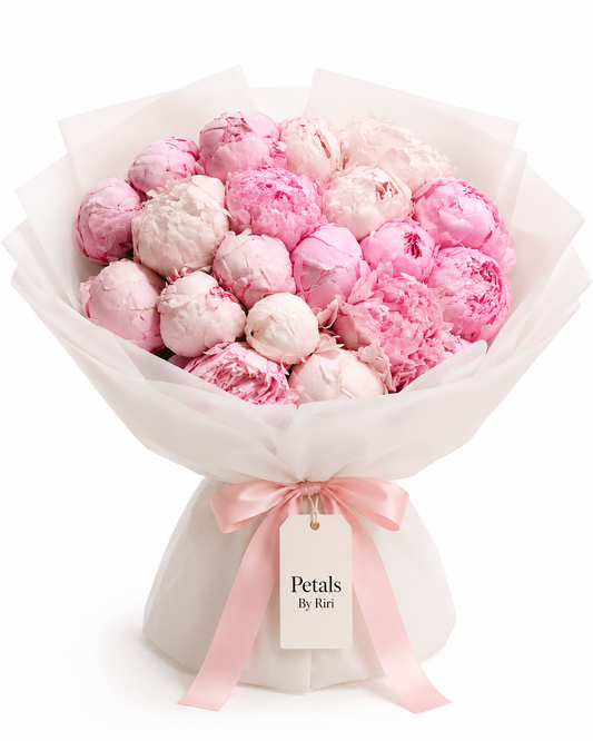 20 pink peony luxury bouquet – Petals by Riri Dubai