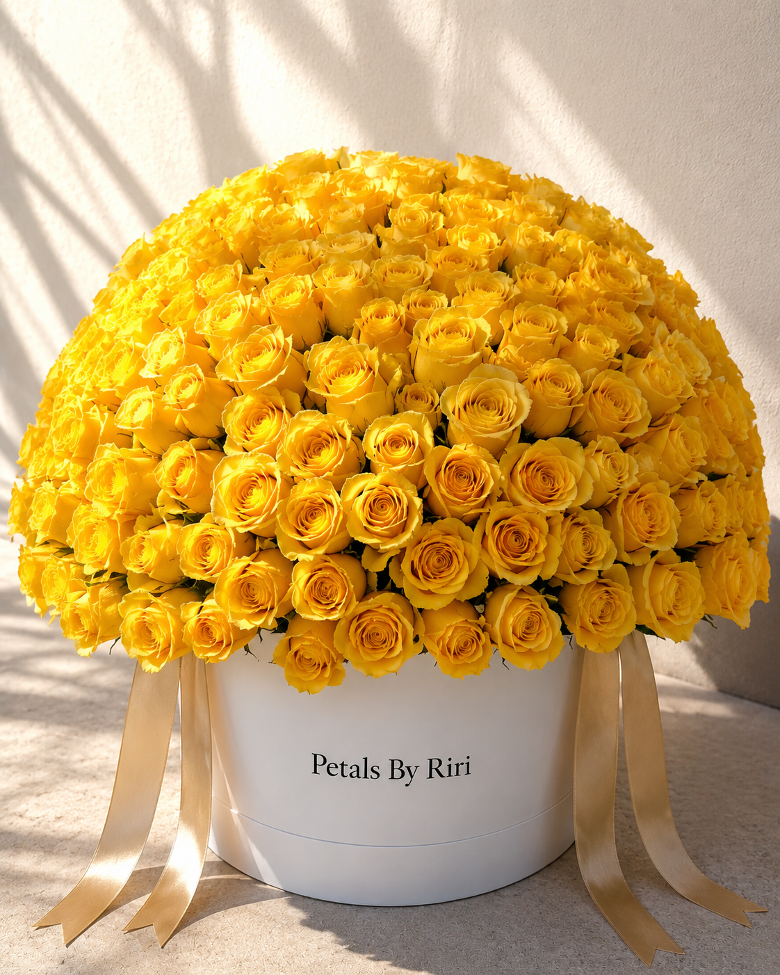 365 yellow roses luxury hatbox arrangement – Petals by Riri Dubai
