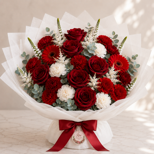 Ruby Elegance luxury red rose bouquet – Petals by Riri Dubai