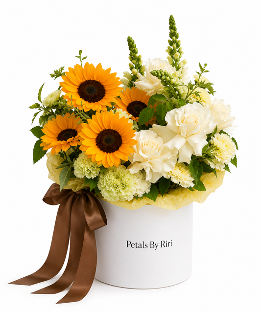 Sunlit Élite luxury yellow floral arrangement – Petals by Riri flower delivery Dubai